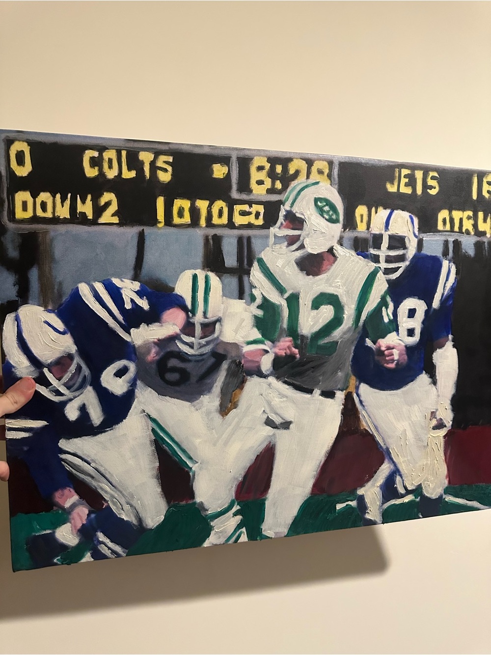 Joe Namath original Painting Football Team Canvas Art 18x24